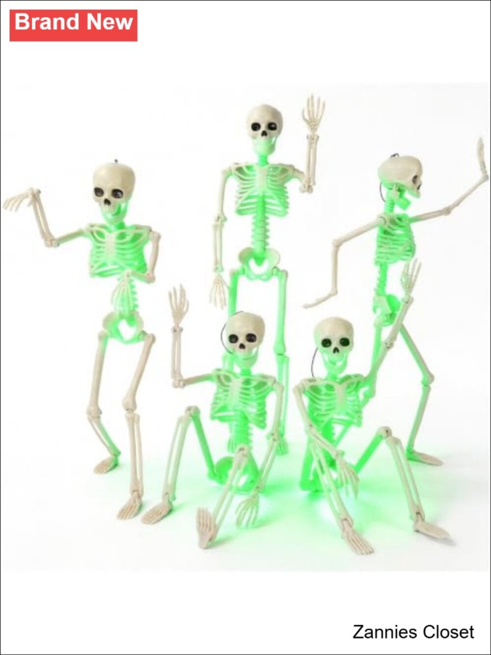 👻 5 Pack 16" Light Up Posable Skeleton Halloween Decorations